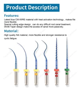 Dental Endo Blue Rotary Files Endodontic Files Nickel Titainium Instrument For Root Canal Treatment