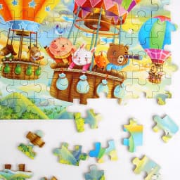 60pcs Jigsaw Cartoon Puzzle With Metal Box, Children's Early Education Animal Vehicle Puzzle, Parent-Child Interaction Game