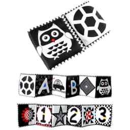Baby Soft Cloth Book Black and White High Contrast Sensory Toys Early Education Toddlers Sensory Activity Fabric Book for Babies
