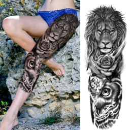 Full Arm Temporary Tattoos Sleeve For Men Women Realistic Fake Tatoos Warrior Lion Tiger Flower Tatoo Sticker Black Totem Maori