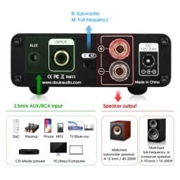 Douk Audio G4 Mini Subwoofer / Full-Frequency Mono Channel Digital Amplifier HiFi Audio 100W Home Desktop Power Amp