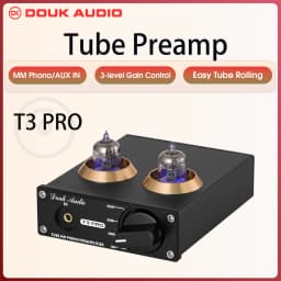 Douk Audio T3 PRO Mini MM RIAA Phono Turntable Preamp Line Level Amp HiFi Stereo RCA Valve Tube Desktop Preamplifier