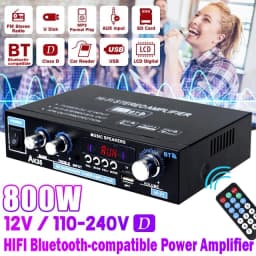 AK35 AK380 800W Home Power Amplifiers 2 Channel Bluetooth 5.0 Surround Sound FM USB Remote Control Mini HIFI Digital Amplifier