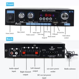 AK35 AK380 800W Home Power Amplifiers 2 Channel Bluetooth 5.0 Surround Sound FM USB Remote Control Mini HIFI Digital Amplifier