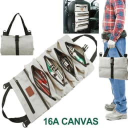 Tool Roll, Multi-Purpose Roll Up Tool Bag, Wrench Roll, Canvas Tool Organizer Bucket, Car First Aid Kit Wrap Roll Storage Case