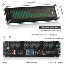 Nobsound AK2515 Bluetooth 5.0 MIC Pick up Audio Spectrum Analyzer VFD Sound Level Meter VU Meter Screen Display