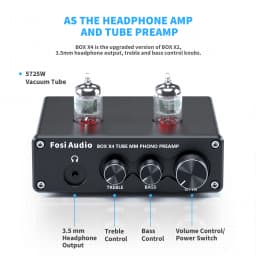 Fosi Audio Hifi Phono Preamp BOX X4 Turntable Phonograph Preamplifier With Vacuum Tube Amplifier