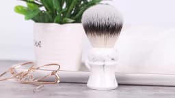 YAQI Everest 24mm White Marble Synthetic Hair Travel Shaving Brush Mens Shavers Brushes