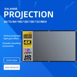 Salange Projector Screen 72 84 100 120 inch 16:9 High Brightness Reflective Meta Home Outdoor Office Portable Projection Screens