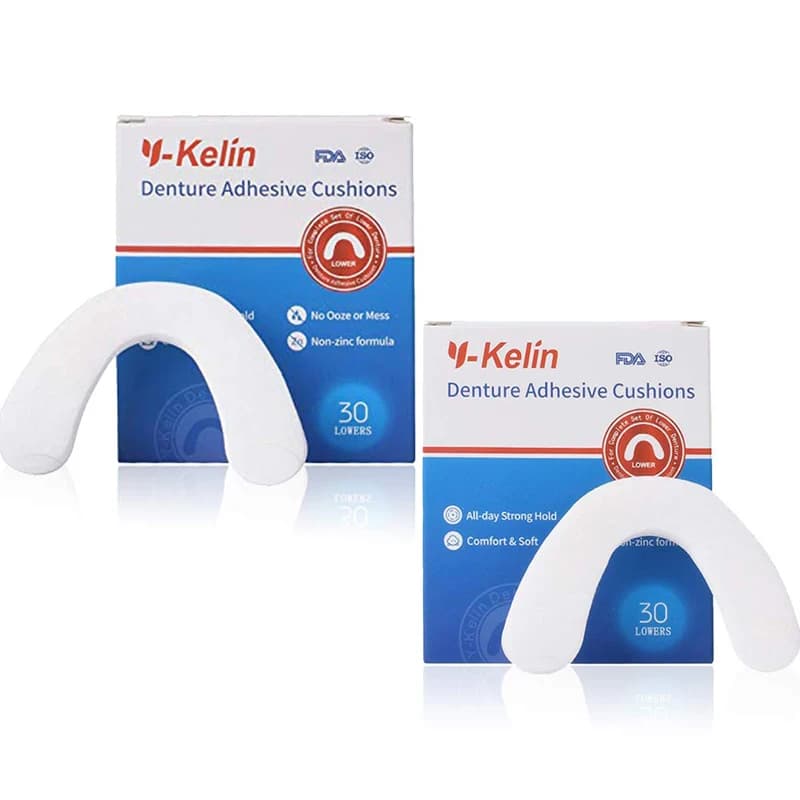 Y-Kelin Lower Denture Adhesive Cushion 60 Pads Strip (Pack of 2)