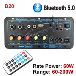 Woopker 300W Bluetooth Audio Amplifier Board D100 Subwoofer Dual Microphone AMP Module 12V 24V 220V Medie Player
