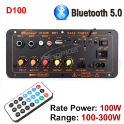 Woopker 300W Bluetooth Audio Amplifier Board D100 Subwoofer Dual Microphone AMP Module 12V 24V 220V Medie Player