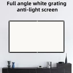 VEIDADZ Projector Screen White Grid Anti-Light 160°Viewing Angle 60 84 100 120 130inch Black Border Metal Hook Reflective Screen