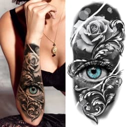 God Cross Lion Temporary Tattoos For Men Women Realistic Compass Lion Fake Tatoos Forearm Jesus Christ Thigh Tattoo Sticker