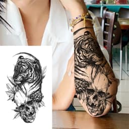 God Cross Lion Temporary Tattoos For Men Women Realistic Compass Lion Fake Tatoos Forearm Jesus Christ Thigh Tattoo Sticker