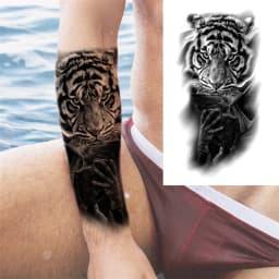 God Cross Lion Temporary Tattoos For Men Women Realistic Compass Lion Fake Tatoos Forearm Jesus Christ Thigh Tattoo Sticker