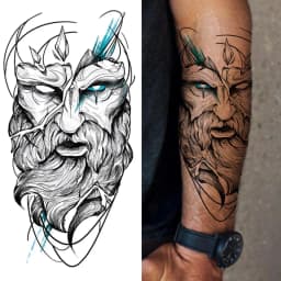 God Cross Lion Temporary Tattoos For Men Women Realistic Compass Lion Fake Tatoos Forearm Jesus Christ Thigh Tattoo Sticker