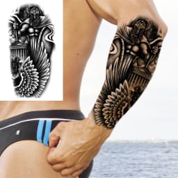 God Cross Lion Temporary Tattoos For Men Women Realistic Compass Lion Fake Tatoos Forearm Jesus Christ Thigh Tattoo Sticker