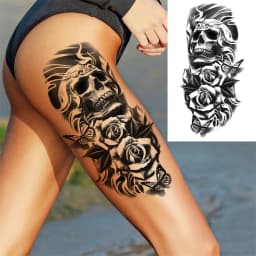 God Cross Lion Temporary Tattoos For Men Women Realistic Compass Lion Fake Tatoos Forearm Jesus Christ Thigh Tattoo Sticker