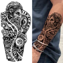 God Cross Lion Temporary Tattoos For Men Women Realistic Compass Lion Fake Tatoos Forearm Jesus Christ Thigh Tattoo Sticker