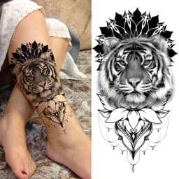 God Cross Lion Temporary Tattoos For Men Women Realistic Compass Lion Fake Tatoos Forearm Jesus Christ Thigh Tattoo Sticker