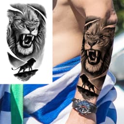 God Cross Lion Temporary Tattoos For Men Women Realistic Compass Lion Fake Tatoos Forearm Jesus Christ Thigh Tattoo Sticker