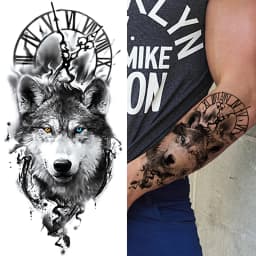 God Cross Lion Temporary Tattoos For Men Women Realistic Compass Lion Fake Tatoos Forearm Jesus Christ Thigh Tattoo Sticker
