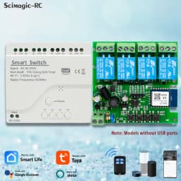 Tuya Wifi Smart Switch Module Support 1/4 Way Control,App Remote Control Light Breaker 85-250V 7-32V Work with Alexa Google Home