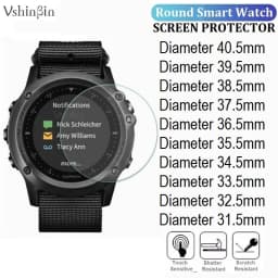 100pcs Screen Protector Diameter 37.5mm 36.5mm 38.5mm 39.5mm 40.5mm 35.5mm 34.5mm Smart Watch Tempered Glass Protective Film