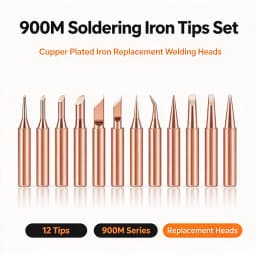 10 Pieces of Copper Plated Iron Soldering Tips 900M Electric Soldering Iron Tips Set with Built-In High-Temperature Welding Tool