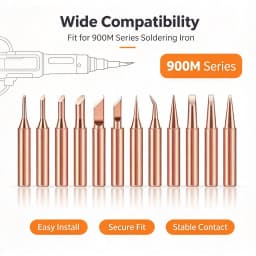 10 Pieces of Copper Plated Iron Soldering Tips 900M Electric Soldering Iron Tips Set with Built-In High-Temperature Welding Tool