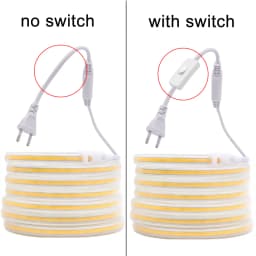 COB LED Strip 220V with EU Plug 220V LED Strip Lights Flexible Lamp Tape for Kitchen Home Room Decor (with or without Switch)