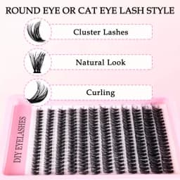 Cluster Lashes, 240pcs 40D 9-16mm Mixed Lengths, Ultra-Natural Look Thin Ultra-Soft Ultra-Light, Reusable for Beginners