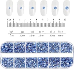 12Grids Mixed Mini Christmas Gems Nail Charms 2mm Luxury Crystal Nail Glitter Rhinestone Red/Green Flatback Christmas Nail Parts