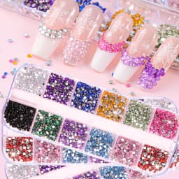 12Grids Mixed Mini Christmas Gems Nail Charms 2mm Luxury Crystal Nail Glitter Rhinestone Red/Green Flatback Christmas Nail Parts