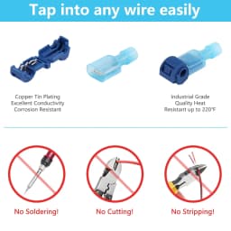 T Tap Wire Connectors, 60/50/40pcs Self-Stripping with Nylon Fully Insulated Male Quick Disconnect Splice T Type Electrical Wire