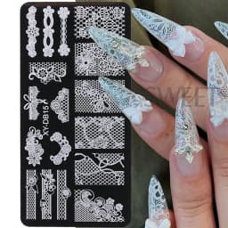 1PC Wedding Nail Art Stamping Plate Romantic Elegant Lace Flower Ribbon Butterfly Pattern Printing Mold Manicure Transfer Tools