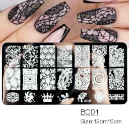 1PC Wedding Nail Art Stamping Plate Romantic Elegant Lace Flower Ribbon Butterfly Pattern Printing Mold Manicure Transfer Tools