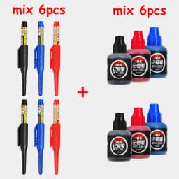1-6Pcs 45mm Waterproof Long Head Nib Deep Hole Markers Pen Tile Carpenter Pen Multi-purpose for Woodworking Black/Blue/Red Ink