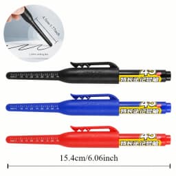 1-6Pcs 45mm Waterproof Long Head Nib Deep Hole Markers Pen Tile Carpenter Pen Multi-purpose for Woodworking Black/Blue/Red Ink