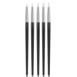 5Pcs/set Silicone Nail Brush UV Gel Polish Tip 3D Image DIY Dotting Polish Brushes Pen Professional DIY Manicure Tools