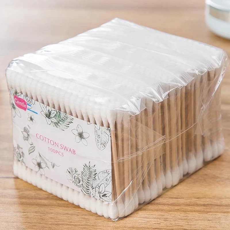 100/500pcs Double Head Cotton Swab Women Makeup Cotton Buds Tip For Wood Sticks Nose Ears Cleaning Health Care Tools