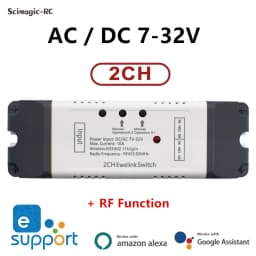 2CH Wifi Smart Switch Module Relay Ewelink APP Receiver AC DC 7-32V 85-250V RF433 Inching Self-locking Switch for Alexa Google