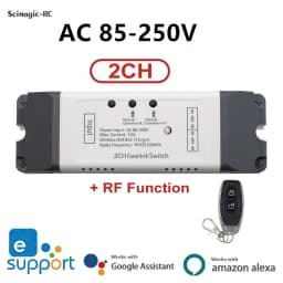 2CH Wifi Smart Switch Module Relay Ewelink APP Receiver AC DC 7-32V 85-250V RF433 Inching Self-locking Switch for Alexa Google