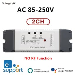 2CH Wifi Smart Switch Module Relay Ewelink APP Receiver AC DC 7-32V 85-250V RF433 Inching Self-locking Switch for Alexa Google