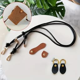 Five-Piece DIY Woven Bag Accessories Set, Pu Leather Adjustable Buckle, Gourd-Shaped Clasp, Fashionable Pu Leather Shoulder Strap, Includes Handmade Materials, DIY Wallet Making Kit