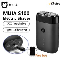 NEW MIJIA Electric Shaver S100 IPX7 Waterproof 7200RPM Dual Floating Head Wet/Dry Shaving Type-C Fast Charge 90min USB Razor -CN
