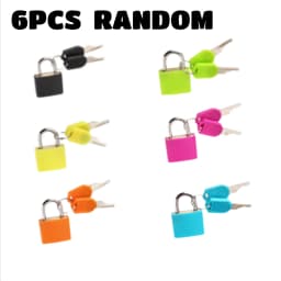 6pcs Suitcase Lock Small Strong Padlock with 2 Key Travel Tiny Suitcase Anti-Theft Lock Drawer Diary Colored Plastic Case Lock