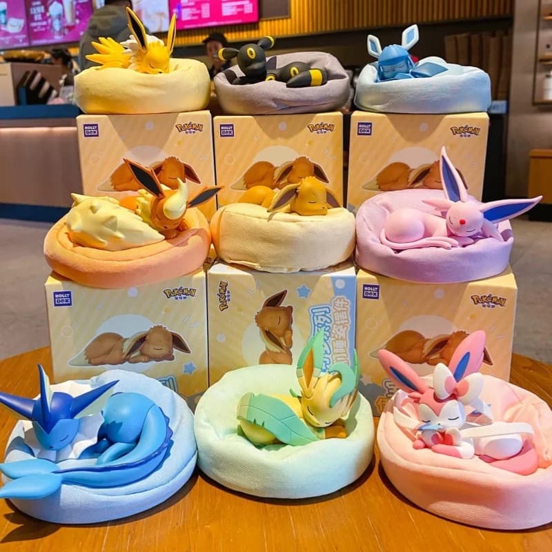Hot Sale Pkm Eevee Sleeping Position Series Blind Box Sylveon Umbreon Flareon Jolteon Anime Desktop Decoration Model Toy Gift