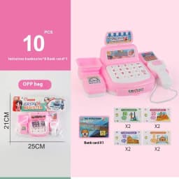 1set Interactive Kids Cash Register Machine Toy with Working Scanner Shopping Cart Play Money Set Play Gift for Children